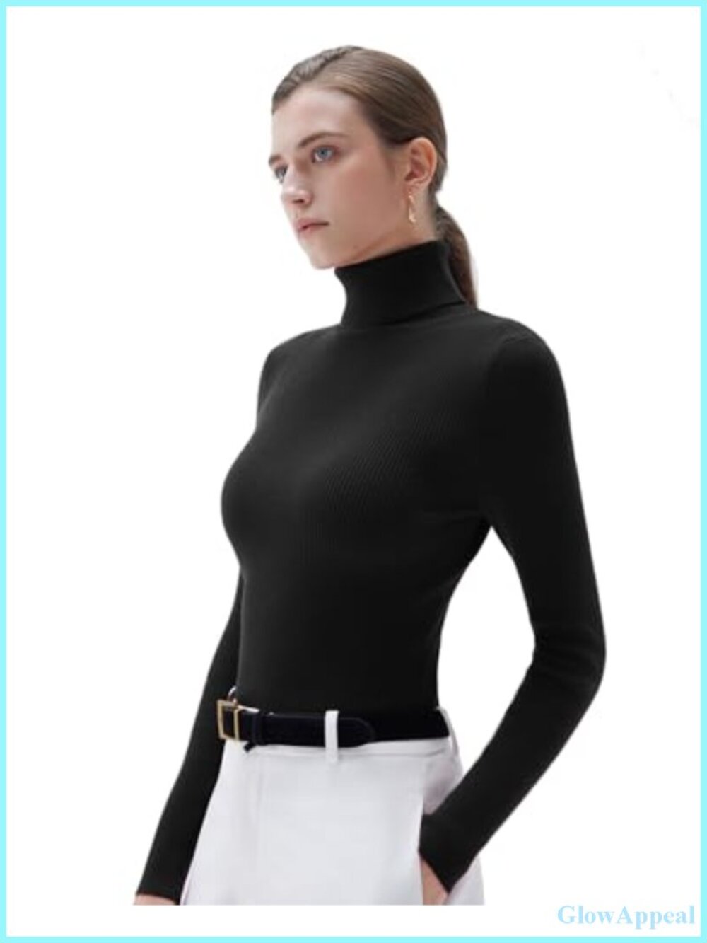 Turtleneck Cashmere Blend Sweater Long Sleeve Thermal Pullover